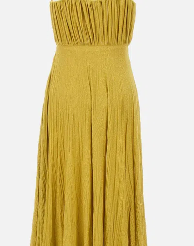 Elisabetta Franchi Red Carpet Dress Made Of Lurex Jersey Fabric With Embroidered Flower