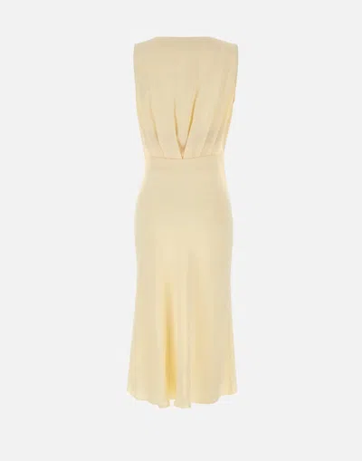 Shop Elisabetta Franchi Yellow Sleeveless Flared Dress