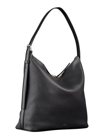 Apc Vera Black Shoulder Bag With Embossed Logo Lettering On The Front And Adjustable Shoulder Strap In L