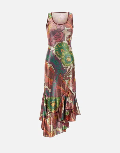 Etro Laminated Jersey Dress With Maxi Floral Print