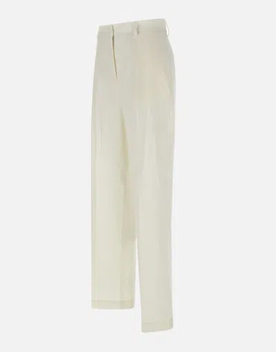 Fabiana Filippi White Linen Viscose Wide Trousers