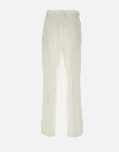Fabiana Filippi White Linen Viscose Wide Trousers