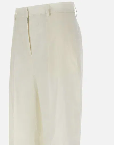 Fabiana Filippi White Linen Viscose Wide Trousers