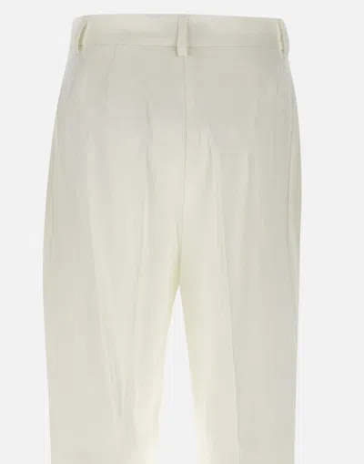 Fabiana Filippi White Linen Viscose Wide Trousers
