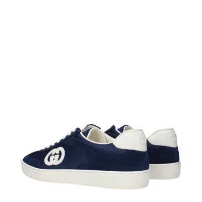 Gucci G75 Suede And Canvas Sneakers In Blue