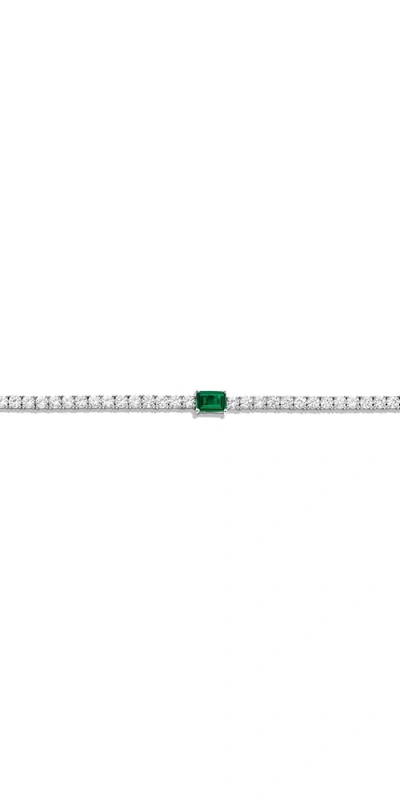 Aurate New York Lab Grown White Sapphire Tennis Bracelet With Emerald