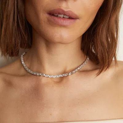 Aurate New York Lab Grown White Sapphire Trillion Tennis Necklace