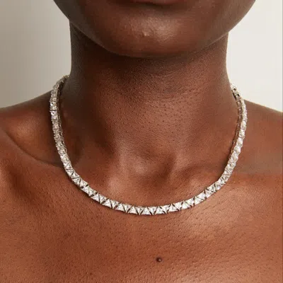 Aurate New York Lab Grown White Sapphire Trillion Tennis Necklace