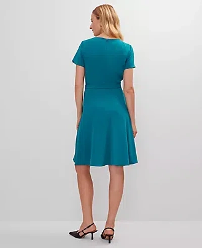 Ann Taylor Crew Neck Belted Flare Dress