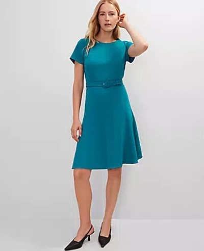 Ann Taylor Crew Neck Belted Flare Dress