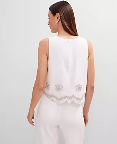 Ann Taylor Studio Collection Embroidered Linen Blend Tank Top