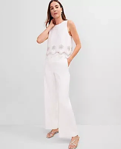 Ann Taylor Studio Collection Embroidered Linen Blend Tank Top