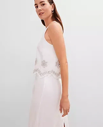 Ann Taylor Studio Collection Embroidered Linen Blend Tank Top