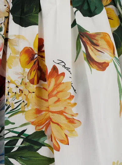 Dolce & Gabbana Multicolor Sleeveless Dress With Bustier Style Neckline And All-over Floral Print In Cotton Woman