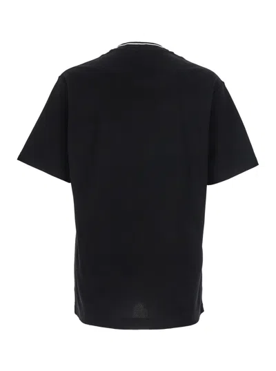 Dolce & Gabbana Black Crewneck T-shirt With Logo Embroidery On The Front