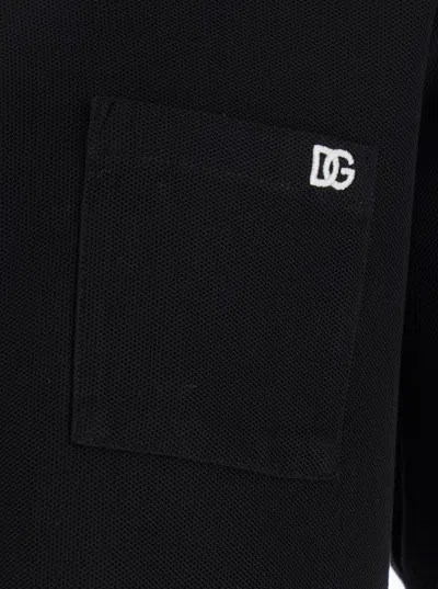 Dolce & Gabbana Black Crewneck T-shirt With Logo Embroidery On The Front