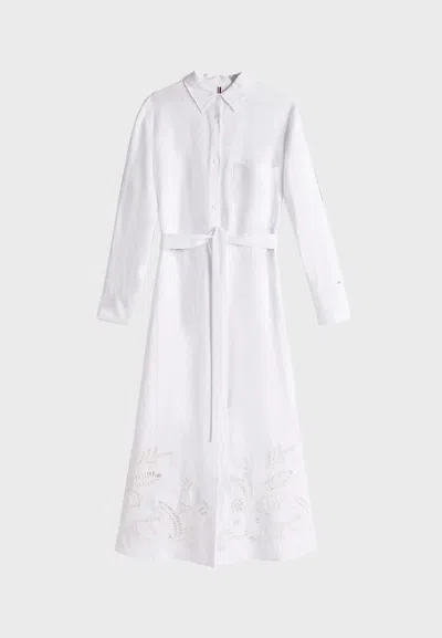Tommy Hilfiger Embroidered Eyelet Midi Shirtdress