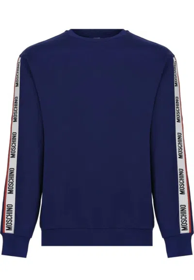 Moschino Logo Printed Crewneck Sweatshirt In Blue
