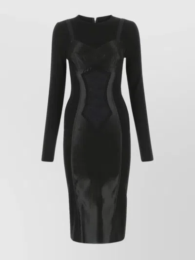 Dolce & Gabbana Lingerie Design Long-sleeved Sheath Dress In Animal Print