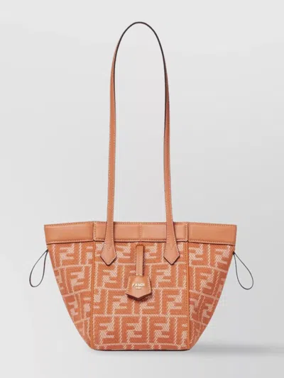 Fendi Mini Structured Leather Trim Shoulder Bag