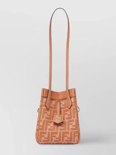 Fendi Mini Structured Leather Trim Shoulder Bag