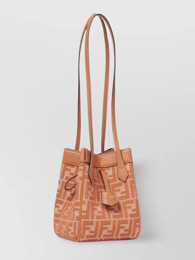 Fendi Mini Structured Leather Trim Shoulder Bag