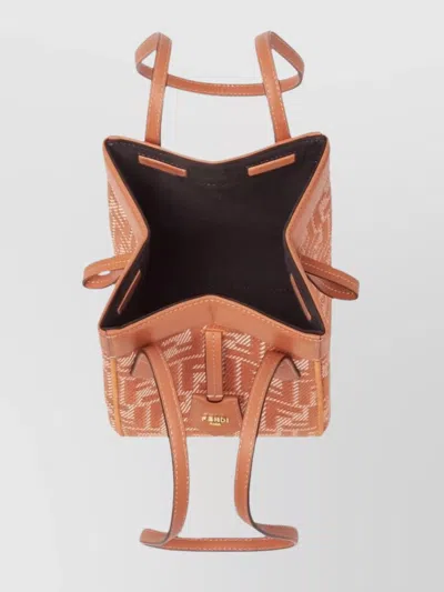 Fendi Mini Structured Leather Trim Shoulder Bag