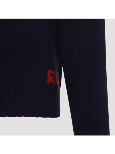 Ralph Lauren Flag Cashmere Knit Sweater In Black