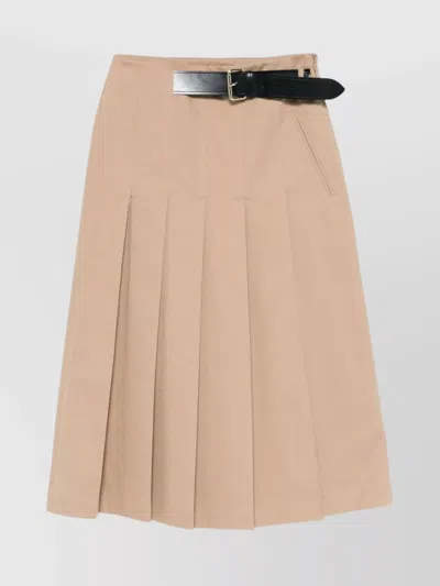 Semicouture Semi Couture Pleated High-waist Midi Skirt With Structured Belt