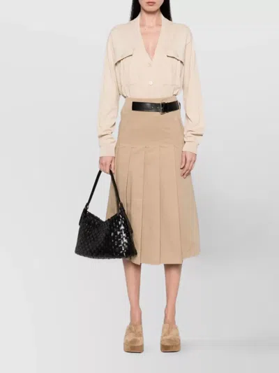Semicouture Semi Couture Pleated High-waist Midi Skirt With Structured Belt