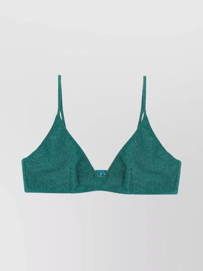 Mc2 Saint Barth Paloma Lurex Triangle Bikini Top In Green