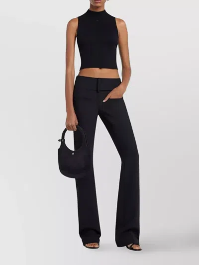Courrèges Mockneck Light Rib Cropped Top