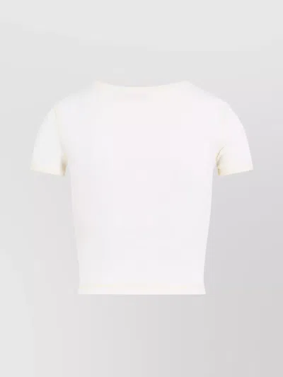Diesel Women Ivory Ribbed Stretch Cotton T-ele T-shirt