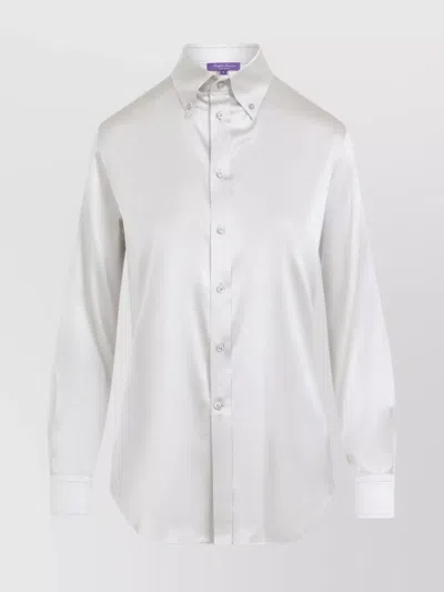 Ralph Lauren Cameron Long Sleeves Silk Button Front Shirt In White