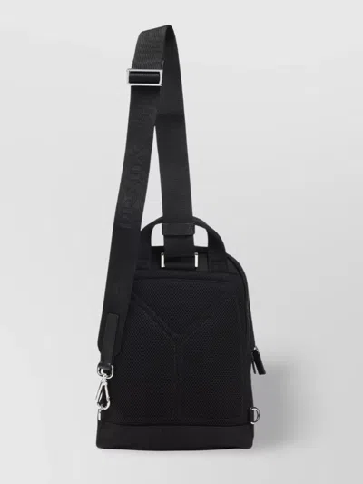 Prada Logo Re-nylon And Saffiano Leather Backpack In Black