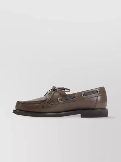 Brunello Cucinelli Women Leather Loafers With Monili Detail In Brown