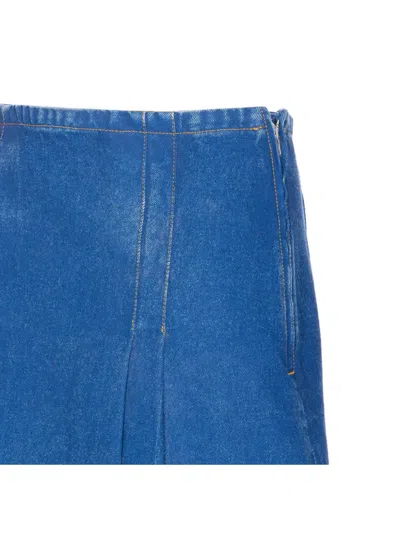 Marni Denim High Waist Midi Skirt With Pleated Detail