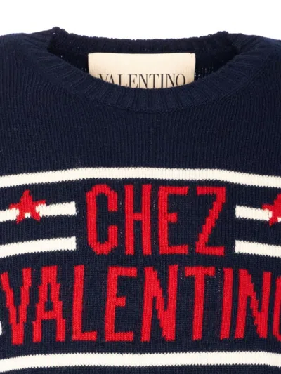 Valentino Garavani Crewneck Sweater With Bold Jacquard Motif In Black