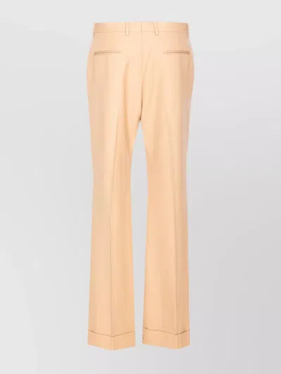 Valentino Camel Trousers With Side Pockets And Cuffs In Brown