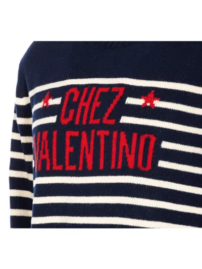 Valentino Garavani Crewneck Sweater With Bold Jacquard Motif In Black
