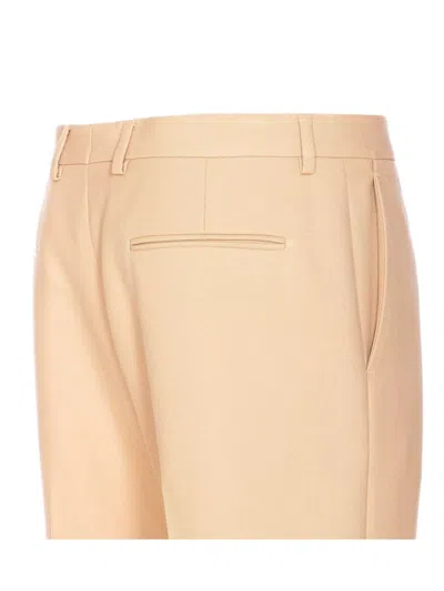 Valentino Camel Trousers With Side Pockets And Cuffs In Brown