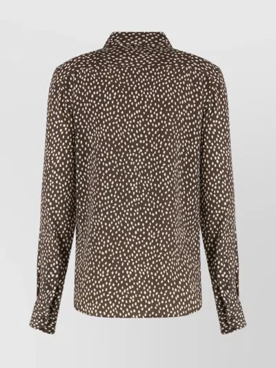 Nili Lotan Silk Shirt With Printed All-over Pattern In Brown
