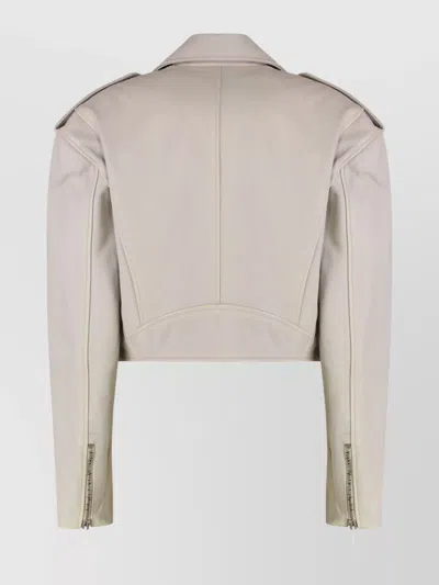 Halfboy Short Leather Jacket With Flap And Zip Pockets