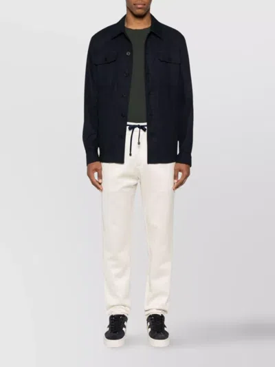Drumohr Linen Shirt Jacket With Multiple Pockets In Blue