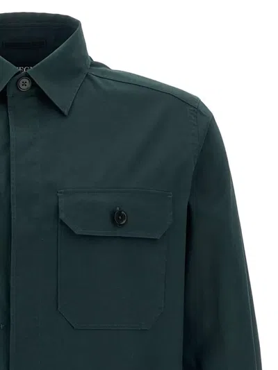 Zegna Camicia Con Tasche In Green