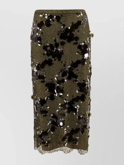Gucci Sequined Lace Midi Skirt With Frontal Slit