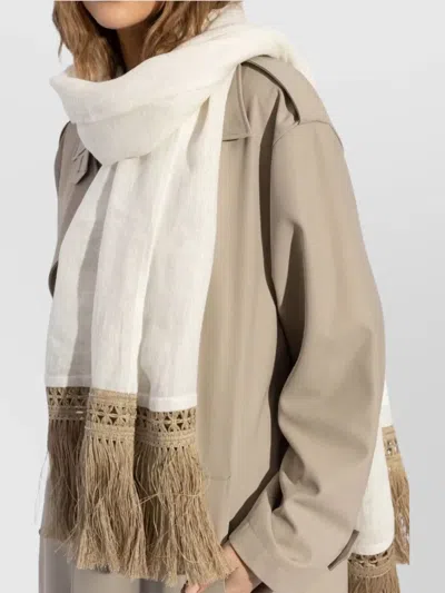 Max Mara Square Scarf Fringed Two-tone Detailing