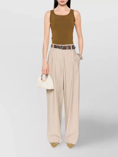 Max Mara Ribbed Trim Scoop Neck Sleeveless Top