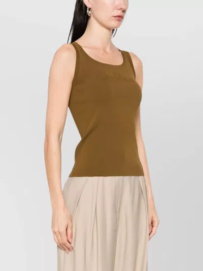 Max Mara Ribbed Trim Scoop Neck Sleeveless Top