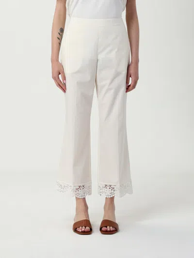 Twinset Lace Cropped Poplin Trousers